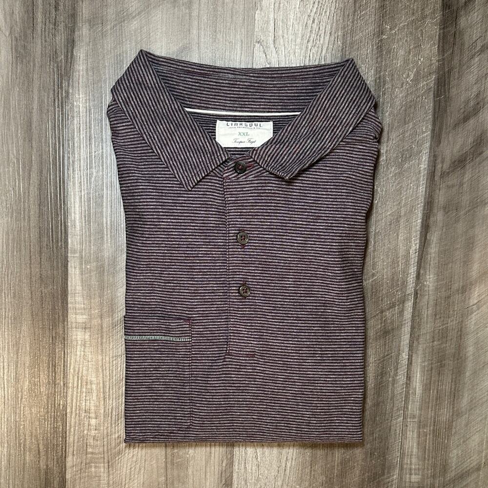 Linksoul Tempus Fugit Luxury Cotton Striped Pocket Golf Polo - 2XL